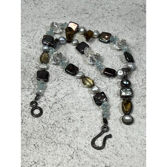 925 Starborn sterling pearl and quartz necklace silversmith artisan OOAK stone - Picture 3 of 11